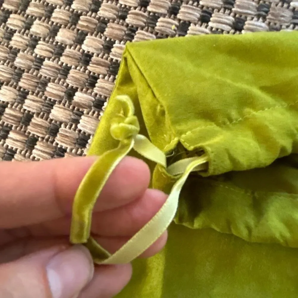 Tory Burch dust chartreuse green suede small medium bag shoe bag